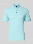 bugatti Slim Fit Poloshirt mit Strukturmuster in Aqua, Größe L