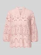 More & More Regular Fit Bluse mit Lochstickerei in Rose, Größe 34