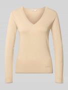 Liu Jo White Slim Fit Longsleeve aus Viskose-Mix mit V-Ausschnitt in B...