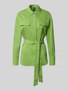 Marc Cain Bluse aus Leinen-Mix mit Brusttaschen in Grass, Größe 34