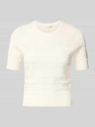 Guess T-Shirt in Strick-Optik mit Rundhalsausschnitt in Offwhite, Größ...