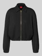 HUGO Regular Fit Sweatjacke mit Allover-Muster Modell 'DAYANE' in Blac...