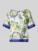 Marc Cain Relaxed Fit T-Shirt aus reiner Viskose mit floralem Allover-...