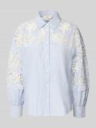 SUNCOO PARIS Regular Fit Bluse mit Spitze Modell 'LETICIA' in Blau, Gr...