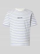 Jack & Jones T-Shirt mit Streifenmuster und Label-Stitching in Weiss, ...