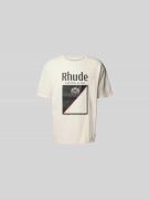RHUDE Relaxed Fit T-Shirt aus reiner Baumwolle in Offwhite, Größe XL