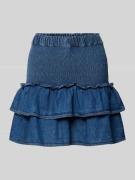 Tommy Jeans Denim Minirock aus reiner Baumwolle mit Volants in Jeansbl...