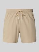 BOSS Badeshorts mit Label Stitching Modell 'ICONIC' in Sand, Größe L