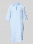 0039 Italy Knielanges Leinenkleid Modell 'DERRY' in Bleu, Größe L