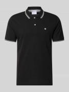 CHAMPION Slim Fit Poloshirt mit Label-Stitching in Black, Größe L
