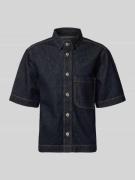 REVIEW Regular Fit Jeanshemd mit Brusttasche in Dunkelblau, Größe L