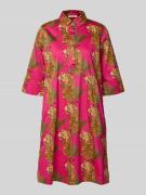 Christian Berg Woman Knielanges Hemdblusenkleid im Allover-Look in Pin...