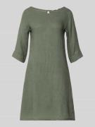 ZABAIONE Leinenkleid mit Rundhalsausschnitt Modell 'Le44tizia' in Khak...