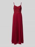 Mascara Abendkleid mit floralem Spitznbesatz in Bordeaux, Größe 30