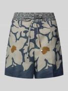 Luisa Cerano Shorts aus Ramie im Allover-Look in Dunkelblau, Größe 38