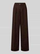 MAC Leinenhose mit Label-Detail Modell 'Britt' in Schoko, Größe 34/32