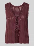 ICHI Strickweste mit Schnürung Modell 'DOSIA' in Bordeaux, Größe L