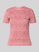 Jake*s Collection T-Shirt aus Spitze mit Rundhalsausschnitt in Altrosa...