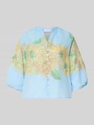 Rich & Royal Regular Fit Bluse mit V-Ausschnitt und 3/4-Arm in Hellbla...