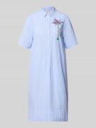 Milano Italy Knielanges Hemdblusenkleid mit Motiv-Print in Hellblau, G...