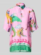 Milano Italy Bluse aus Viskose mit Kentkragen in Pink, Größe 36