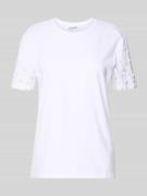 Jake*s Casual T-Shirt mit Rundhalsausschnitt und Perlen in Weiss, Größ...