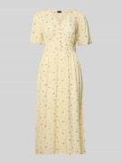 Pieces A-Linien Midikleid aus reiner Viskose Modell 'TALA' in Hellgelb...