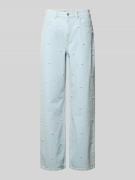Jake*s Casual Wide Leg Jeans mit Perlen in Hellblau Melange, Größe 34