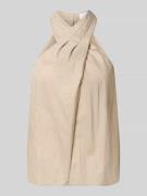 Jake*s Collection Neckholder-Blusentop aus Baumwoll-Mix in Beige, Größ...