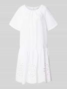Christian Berg Woman Knielanges Kleid mit Lochstickerei und Rundhalsau...
