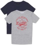 Luca &  Lola Paulo T-Shirt 2er-Pack, Grey Melange/Navy 146-151