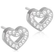 Blomdahl Earrings Brilliance Heart Hollow 8 mm Crystal