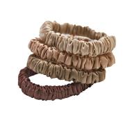 Lenoites Mulberry Silk Skinny Scrunchies Beige, Light Brown