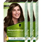 Schwarzkopf Natural&Easy 570 Äkta Kastanj Mellanbrun 3-pack