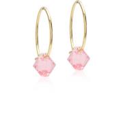 Blomdahl Golden Titanium Ear Ring 14 mm, Bicone 6 mm Light Rose