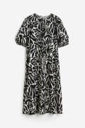 H&M Kleid aus einer Leinenmischung mit Bindebändern Schwarz/Gemustert,...
