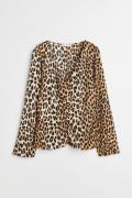 H&M Bluse mit Raffung Beige/Leopardenmuster, Blusen in Größe XS. Farbe...