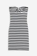 H&M Bandeau-Kleid aus Rippstrick mit Twistdetail Weiß/Gestreift, Allta...