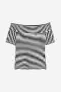 H&M Off-Shoulder-Shirt Schwarz/Weiß gestreift, Tops in Größe XS. Farbe...