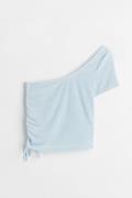 H&M One-Shoulder-Shirt mit Tunnelzug Hellblau, Tops in Größe XL. Farbe...
