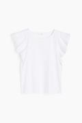 H&M Jerseyshirt mit Volantärmeln Weiß, Tops in Größe XL. Farbe: White