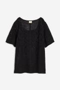 H&M Shirt in Häkeloptik Schwarz, Tops Größe S. Farbe: Black