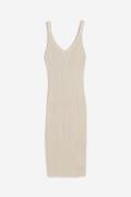 H&M Bodycon-Kleid in Rippstrick Hellbeige, Alltagskleider Größe L. Far...