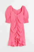 H&M Kleid mit Puffärmeln Rosa, Alltagskleider in Größe 44. Farbe: Pink