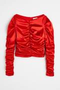 H&M Gerafftes Shirt Rot, Tops in Größe XS. Farbe: Red