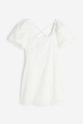 H&M Kleid mit Puffärmeln Weiß, Alltagskleider in Größe M. Farbe: White