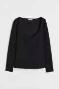 H&M Figurbetontes Jerseyshirt Schwarz, Tops in Größe M. Farbe: Black