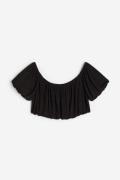 H&M Drapiertes Crop-Shirt Schwarz, Tops in Größe XS. Farbe: Black