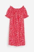H&M Off-Shoulder-Kleid Rot/Gemustert, Alltagskleider in Größe XL. Farb...