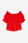 H&M Off-Shoulder-Bluse mit Broderie Anglaise Rot, Blusen in Größe XS. ...